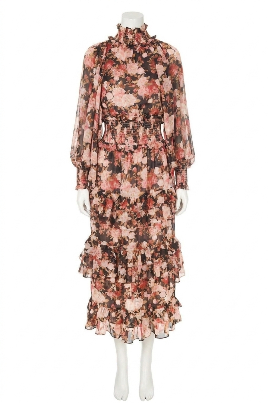 NEW ELLIATT sonvia maxi dress in pink multi